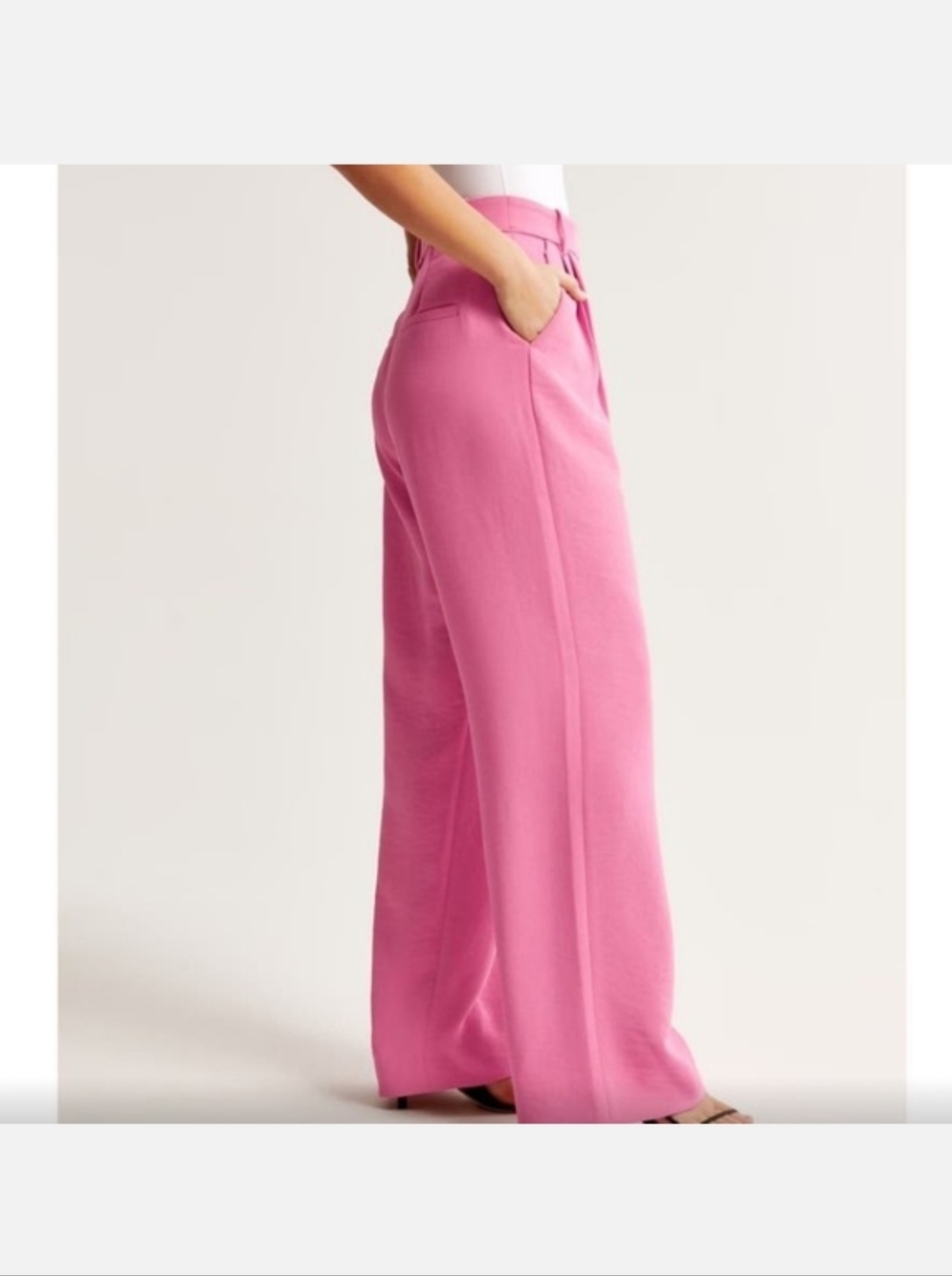 Abercrombie Sloane Pink Wide Leg Trousers High Rise Tailored Pants 27/4 Short - Picture 5 of 16